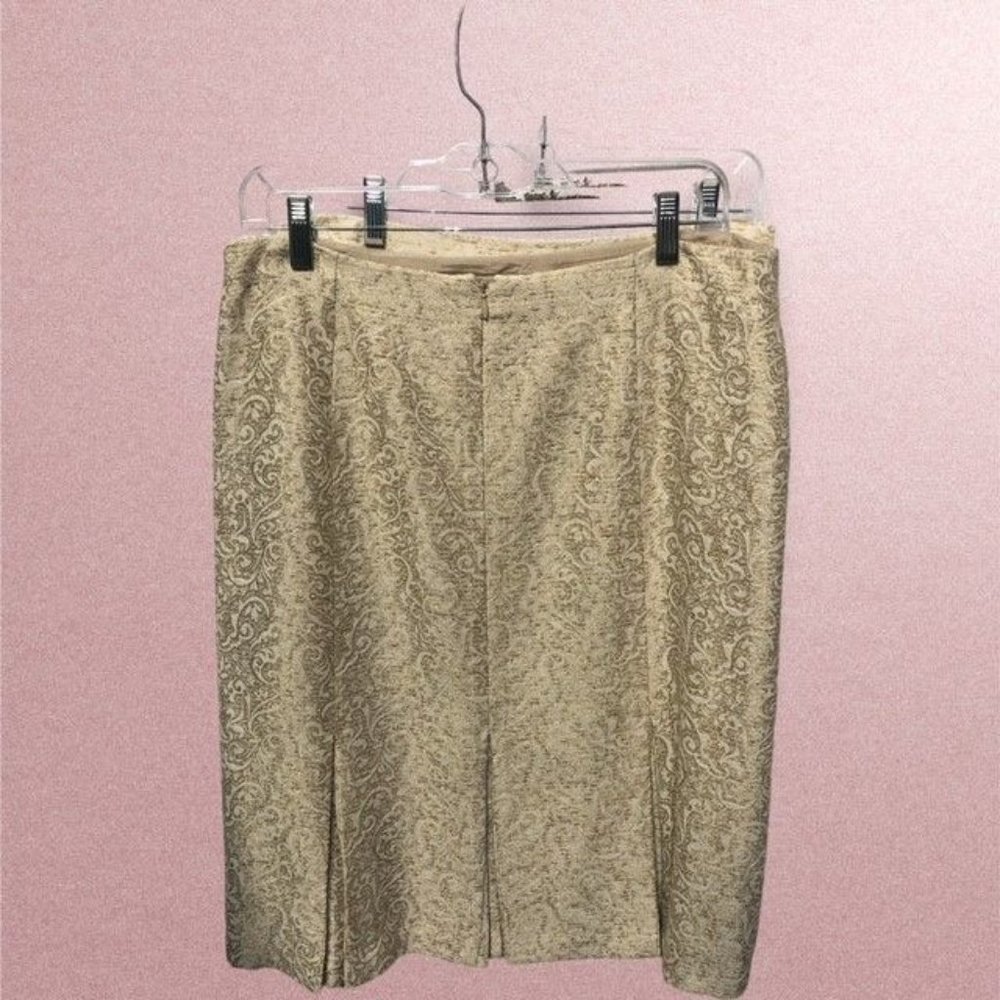 Ann Taylor Gold Midi Baroque Skirt‎